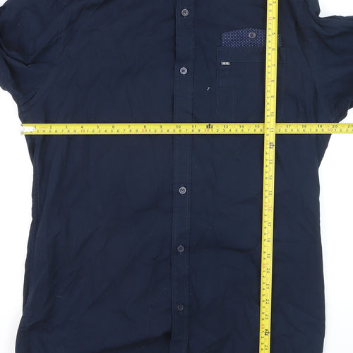 Diesel Men’s Blue Long Sleeve Button-Down Cotton Shirt L
