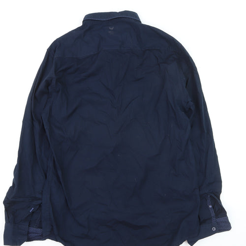 Diesel Men’s Blue Long Sleeve Button-Down Cotton Shirt L