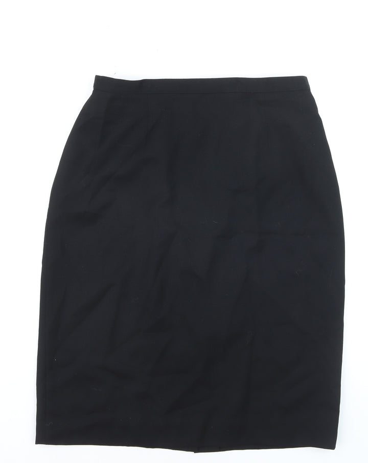 JH Collectibles Womens Black Wool Pencil Skirt Size 14 Vintage Workwear