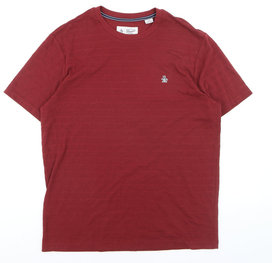 Original Penguin Men's Red Cotton Crew Neck T-Shirt Size L