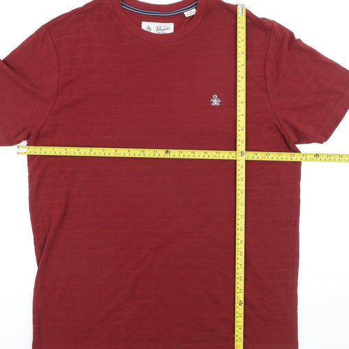 Original Penguin Men's Red Cotton Crew Neck T-Shirt Size L