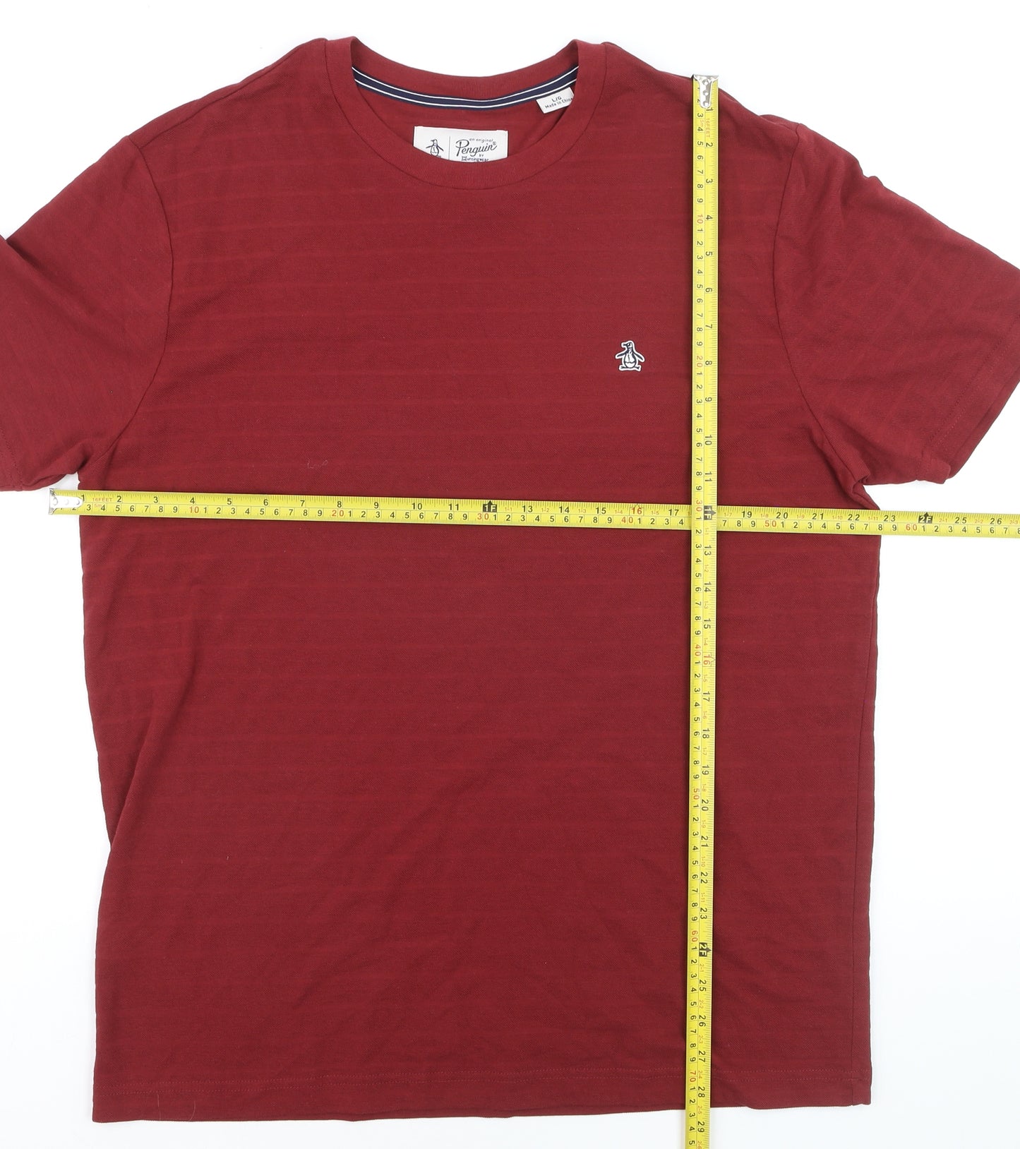 Original Penguin Men's Red Cotton Crew Neck T-Shirt Size L