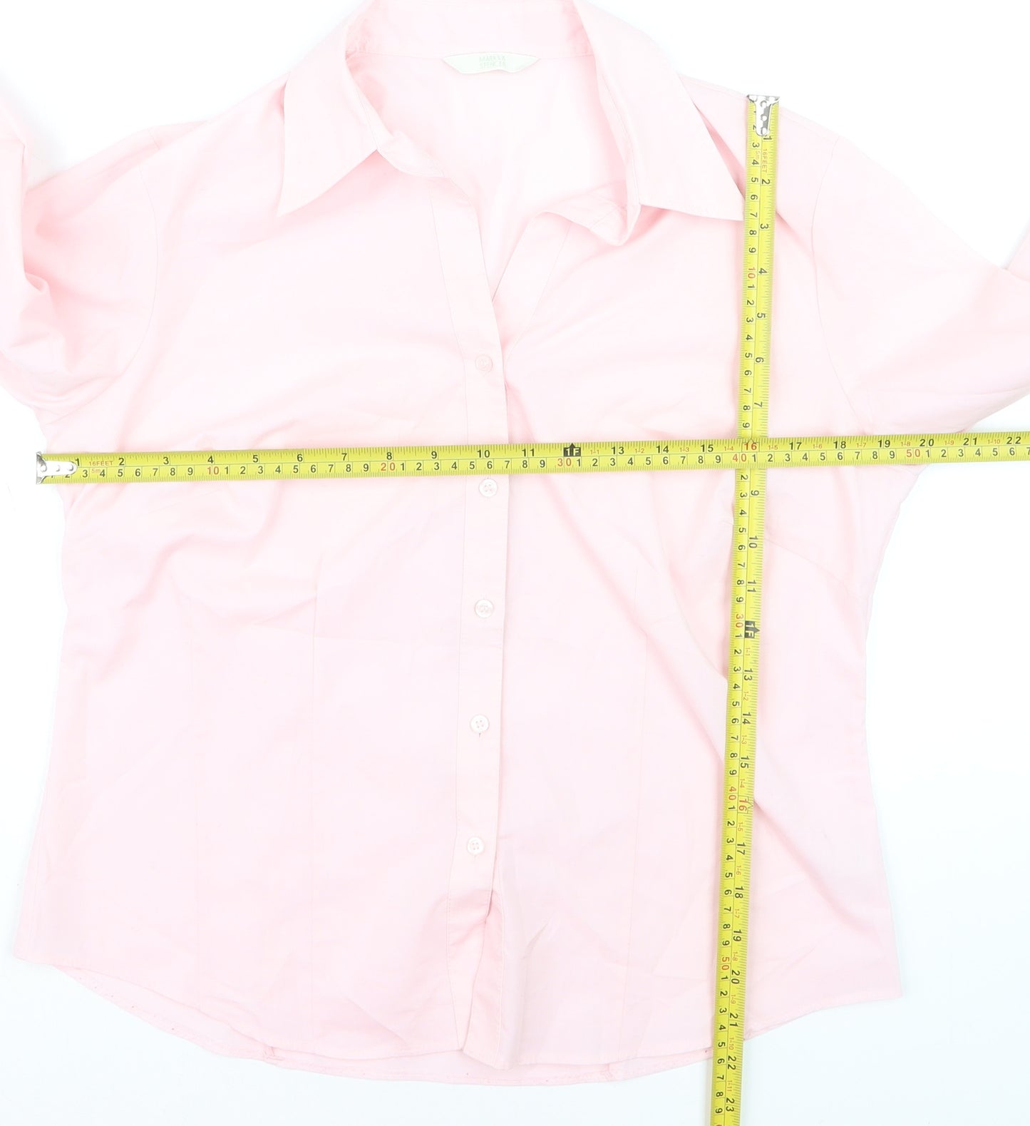 Marks and Spencer Women's Pale Pink Button-Up Shirt UK 14