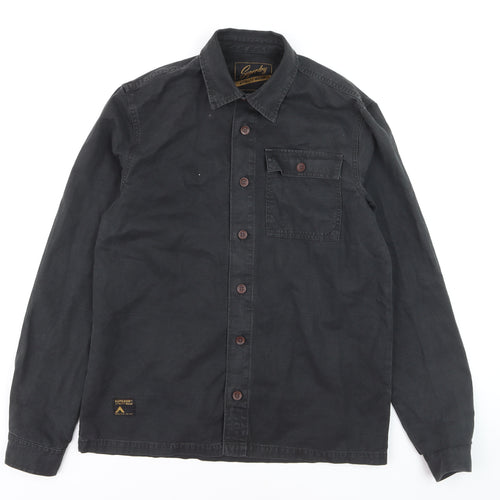 Superdry Men's Black Utility Wear Button-Up Cotton Shirt M