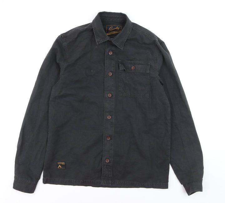 Superdry Men's Black Utility Wear Button-Up Cotton Shirt M