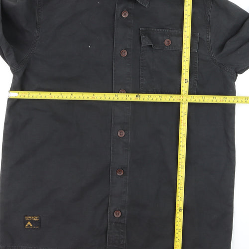 Superdry Men's Black Utility Wear Button-Up Cotton Shirt M