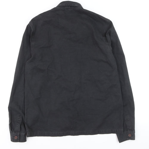 Superdry Men's Black Utility Wear Button-Up Cotton Shirt M