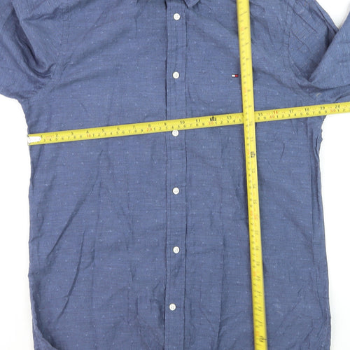 Tommy Hilfiger Men's Blue Slim Fit Button-Down Long Sleeve Shirt Size M