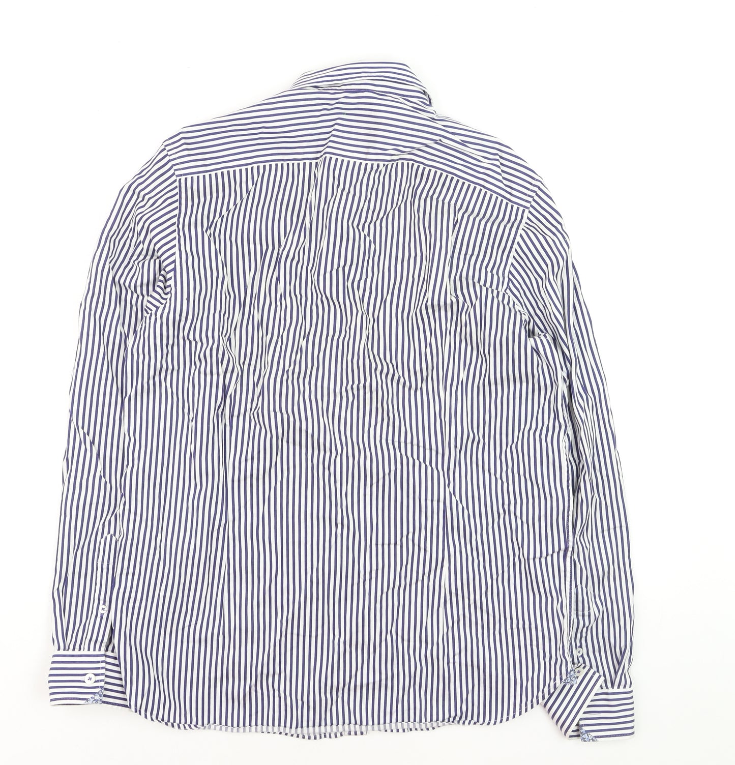 Ted Baker Men's Blue Striped Long Sleeve Cotton Button-Up Shirt Size L