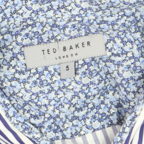 Ted Baker Men's Blue Striped Long Sleeve Cotton Button-Up Shirt Size L