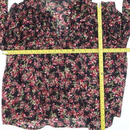 Zara Women Tunic Floral Chiffon Ruffle Blouse Multicoloured M