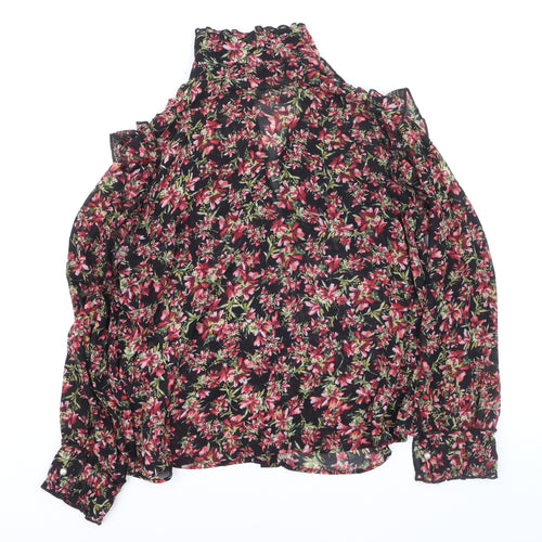 Zara Women Tunic Floral Chiffon Ruffle Blouse Multicoloured M