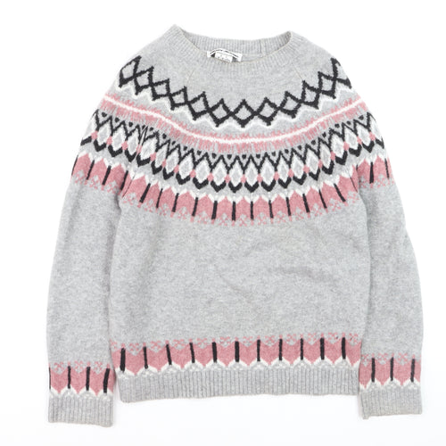 DKNY Jeans Women's Grey Fair Isle Knit Jumper Size M