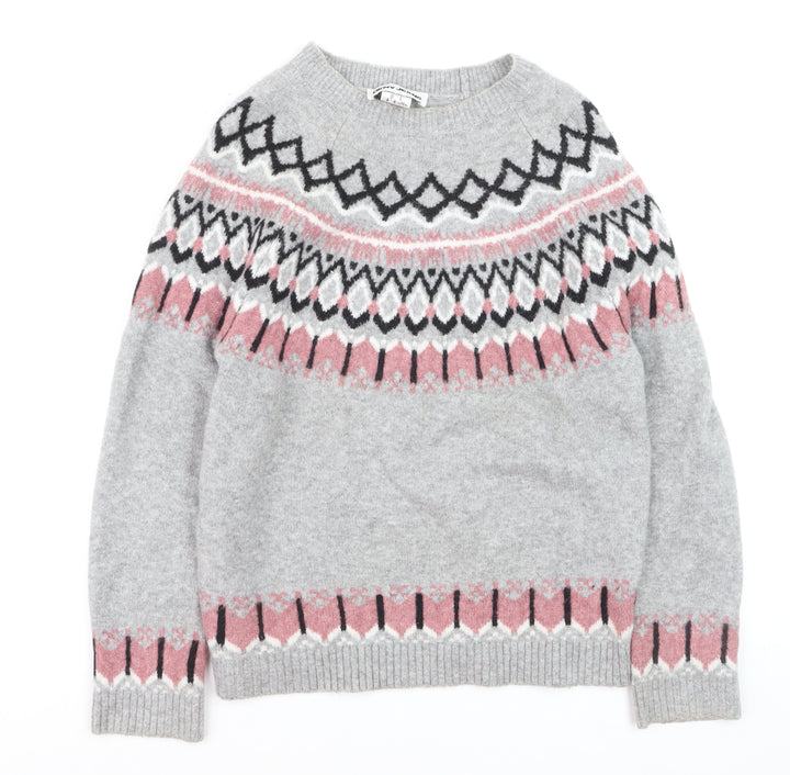 DKNY Jeans Women's Grey Fair Isle Knit Jumper Size M