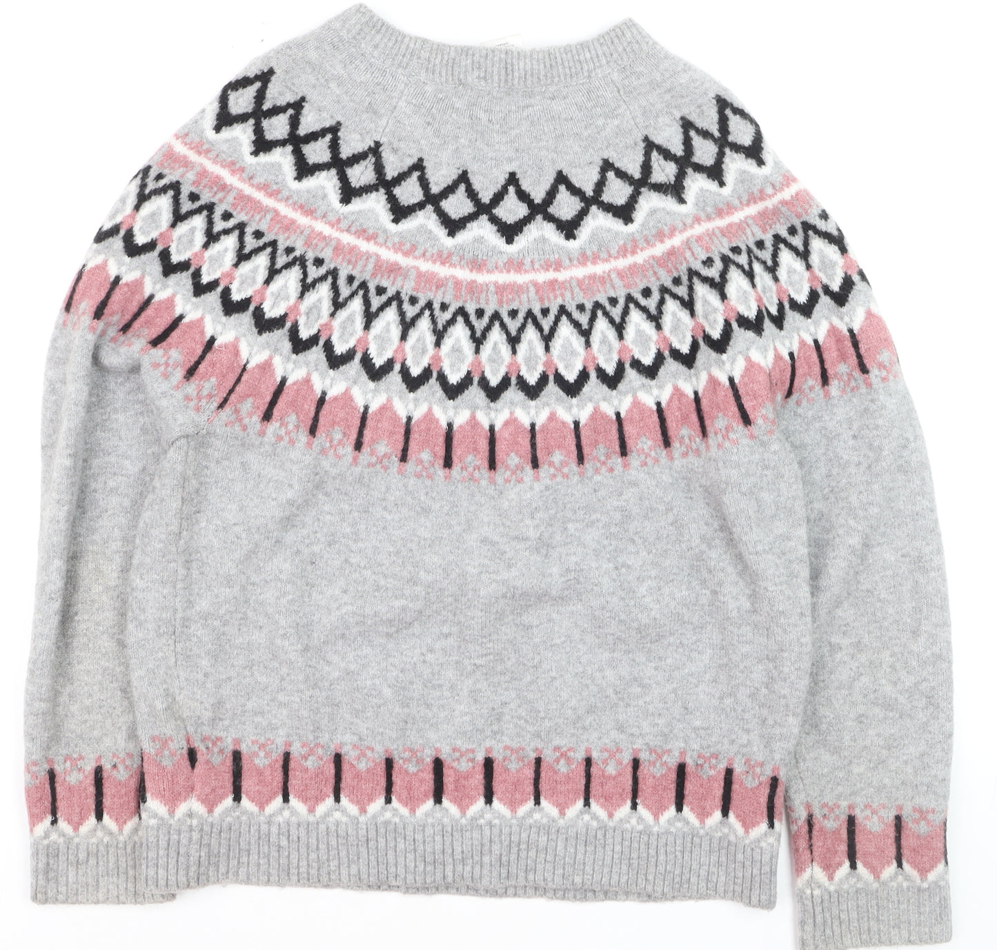 DKNY Jeans Women's Grey Fair Isle Knit Jumper Size M