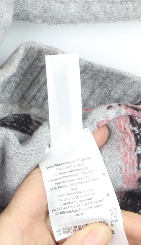 DKNY Jeans Women's Grey Fair Isle Knit Jumper Size M