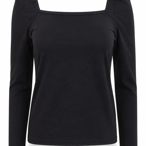 H&M Women's Black Square Neck Puff Sleeve Slim Fit Jumper Size S