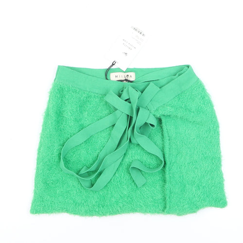 Miista Women Green Short Wrap Knit Skirt Size S