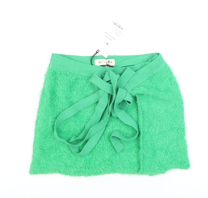 Miista Women Green Short Wrap Knit Skirt Size S