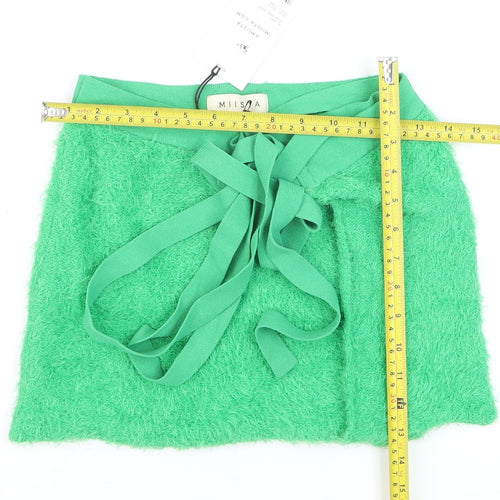 Miista Women Green Short Wrap Knit Skirt Size S