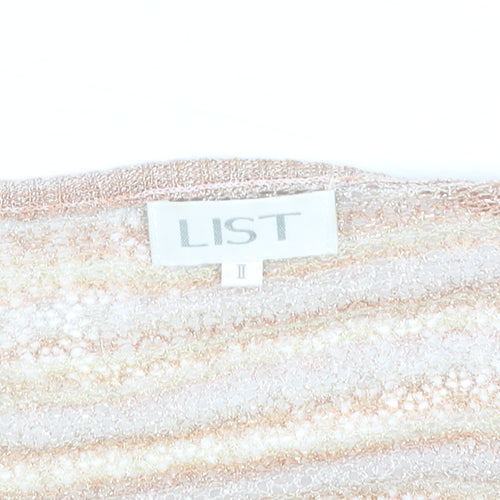 LIST Women’s Beige Open Knit Long Sleeve Cardigan Lightweight Size M