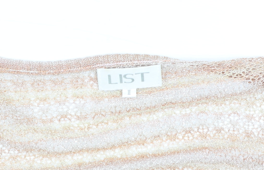 LIST Women’s Beige Open Knit Long Sleeve Cardigan Lightweight Size M
