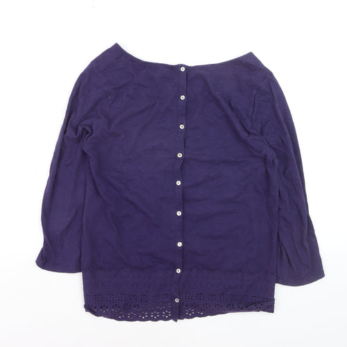 White Stuff Women's Purple Cotton Tunic Blouse Size 10