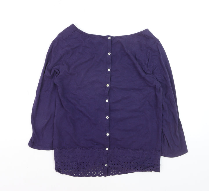 White Stuff Women's Purple Cotton Tunic Blouse Size 10