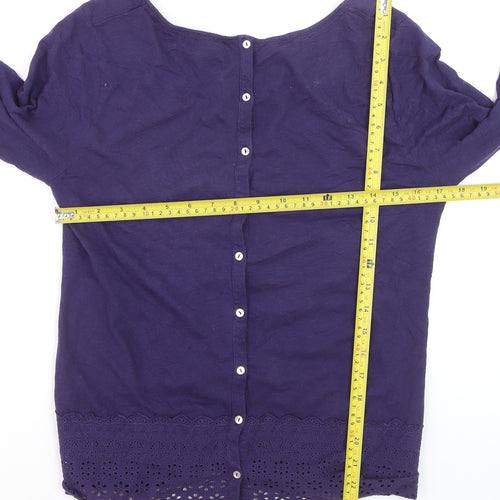 White Stuff Women's Purple Cotton Tunic Blouse Size 10