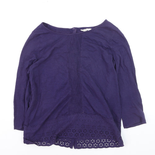 White Stuff Women's Purple Cotton Tunic Blouse Size 10