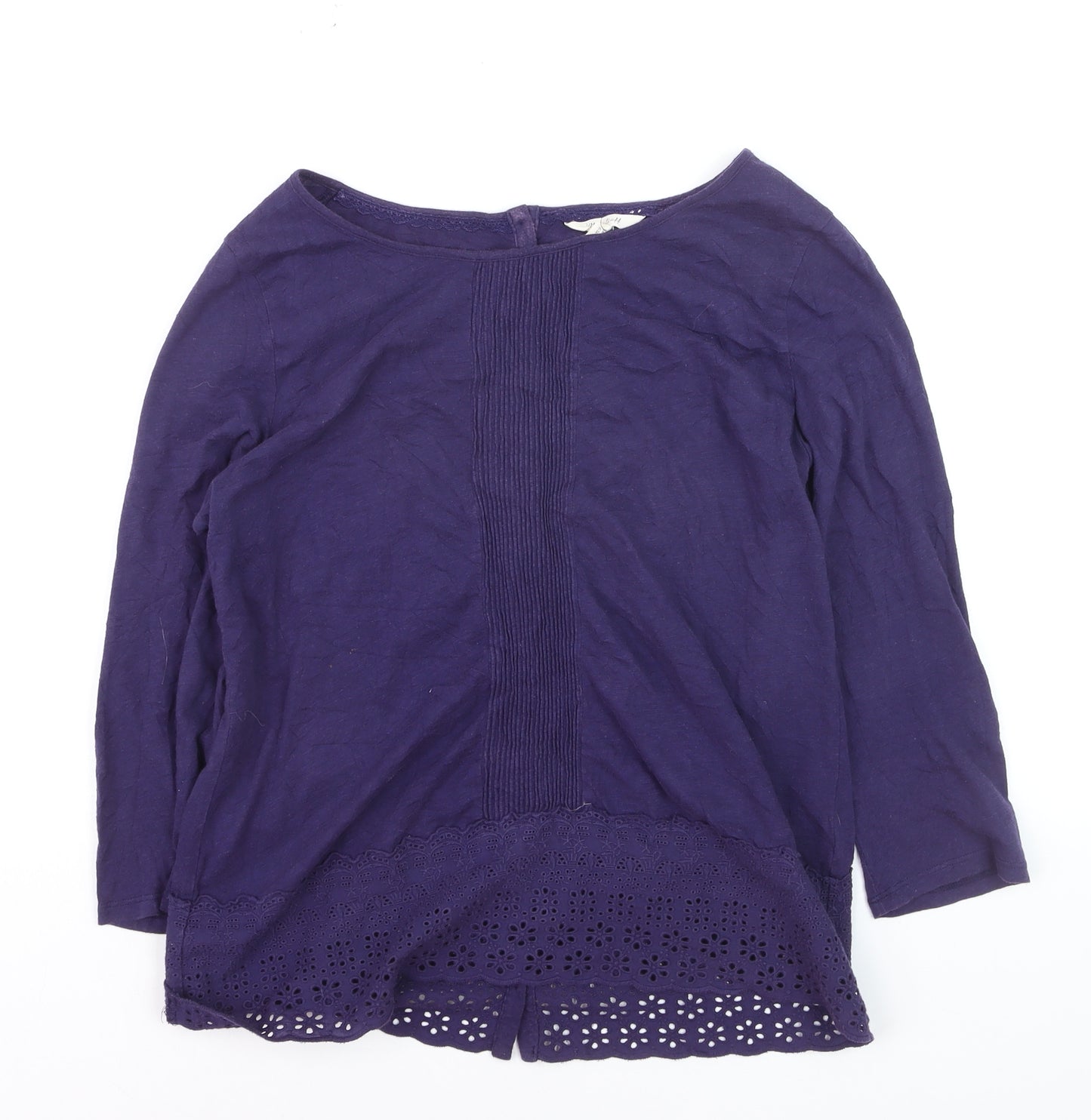 White Stuff Women's Purple Cotton Tunic Blouse Size 10