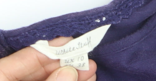 White Stuff Women's Purple Cotton Tunic Blouse Size 10