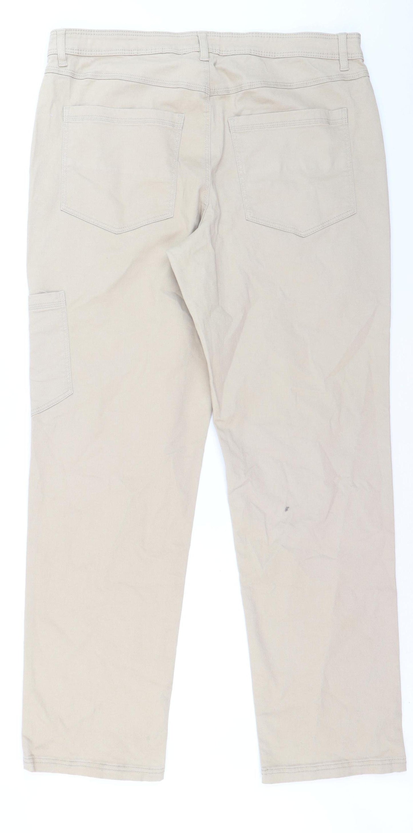 H&M Women Beige Straight Cargo Pocket Jeans Size 12