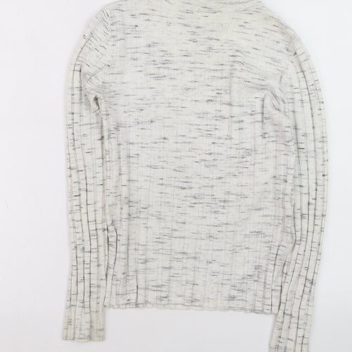 Topshop Women's Ivory Mock Neck Ribbed Knit Jumper Size S