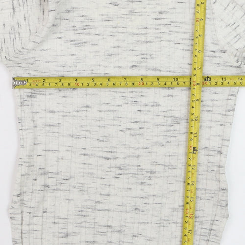 Topshop Women's Ivory Mock Neck Ribbed Knit Jumper Size S