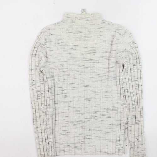 Topshop Women's Ivory Mock Neck Ribbed Knit Jumper Size S