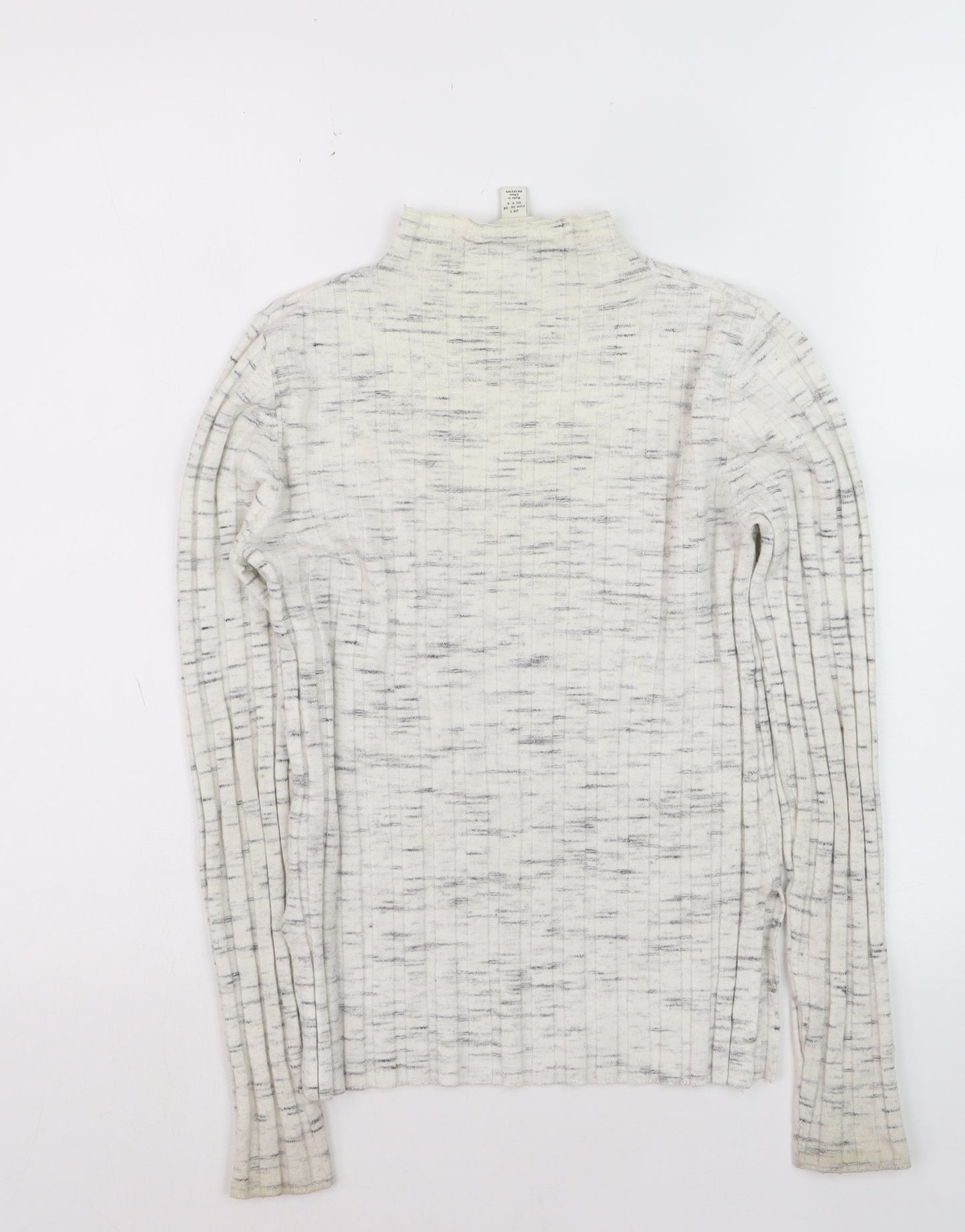 Topshop Women's Ivory Mock Neck Ribbed Knit Jumper Size S