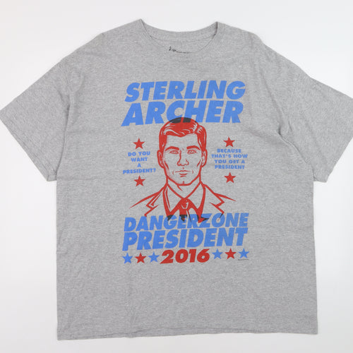 Rock Me Apparel Men's Grey Sterling Archer Graphic T-Shirt XL
