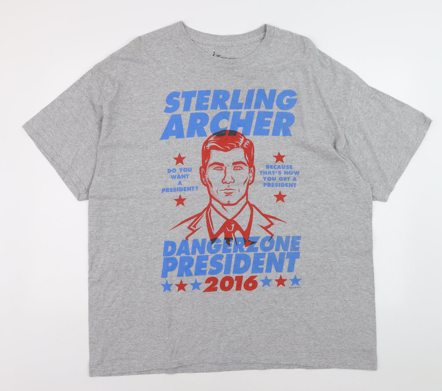 Rock Me Apparel Men's Grey Sterling Archer Graphic T-Shirt XL