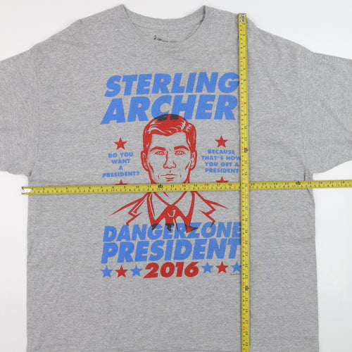 Rock Me Apparel Men's Grey Sterling Archer Graphic T-Shirt XL