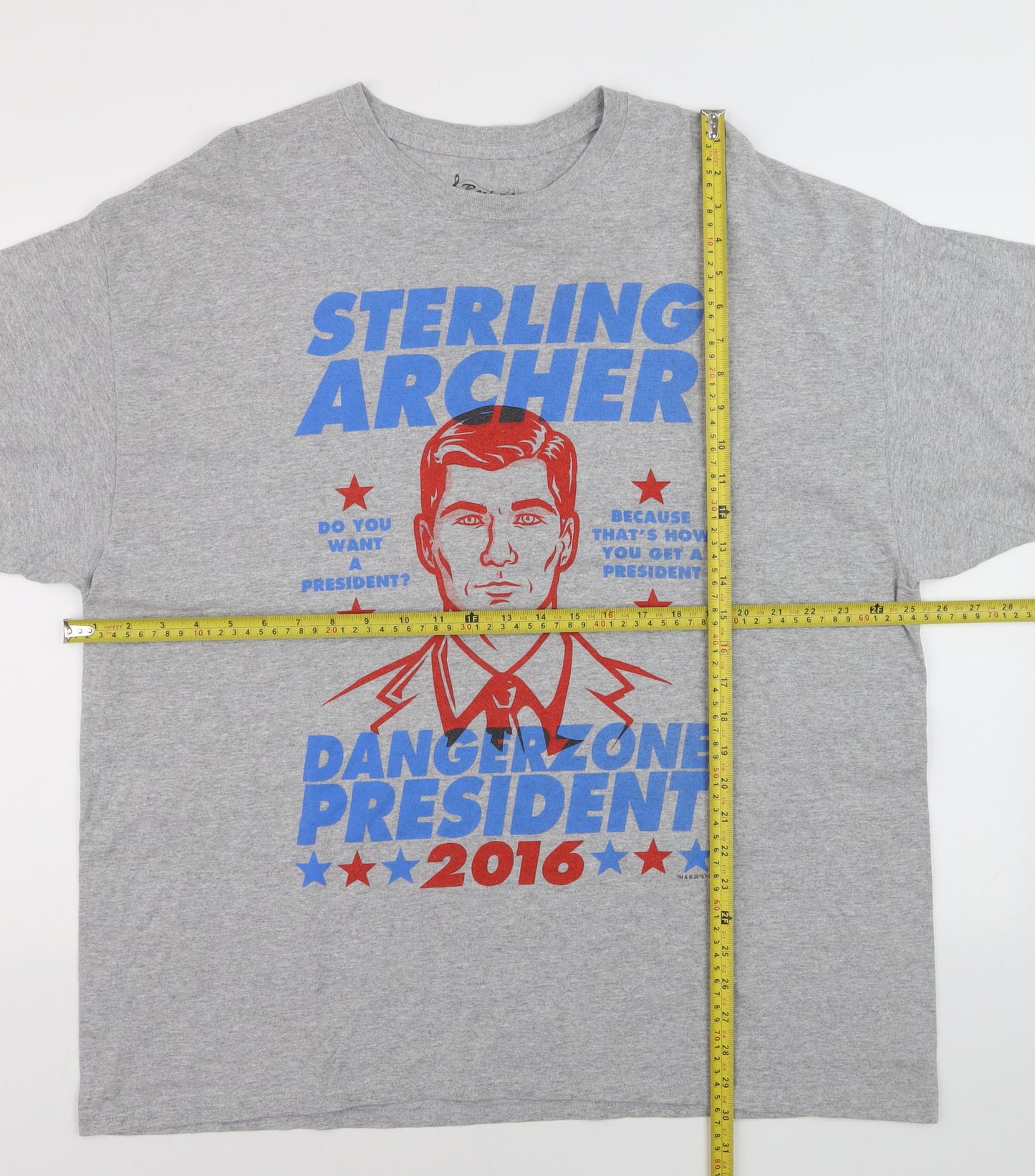 Rock Me Apparel Men's Grey Sterling Archer Graphic T-Shirt XL