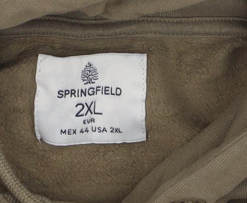 Springfield Men's Beige 2XL Pullover Hoodie Cotton Blend Casual