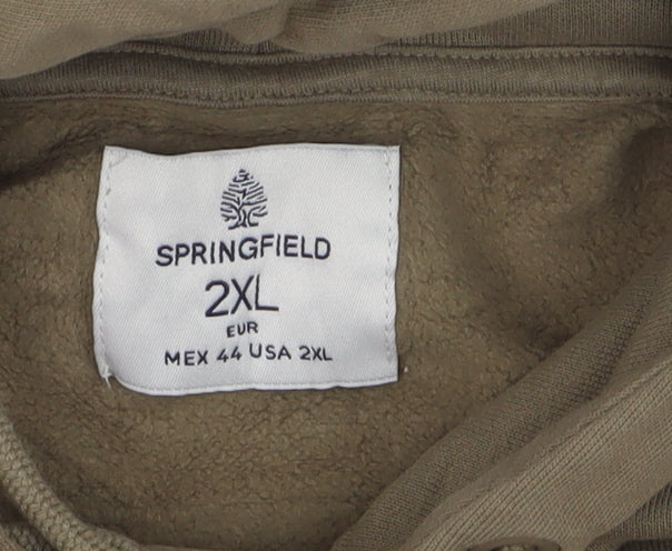 Springfield Men's Beige 2XL Pullover Hoodie Cotton Blend Casual