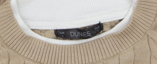 Dunnes Women Beige Cable-Knit Sleeveless Vest Jumper Size S