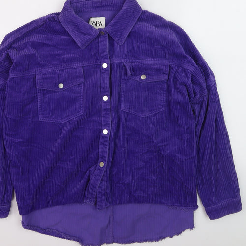 Zara Women's Purple Corduroy Button-Up Shirt Size 12