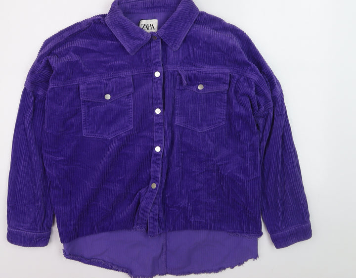 Zara Women's Purple Corduroy Button-Up Shirt Size 12