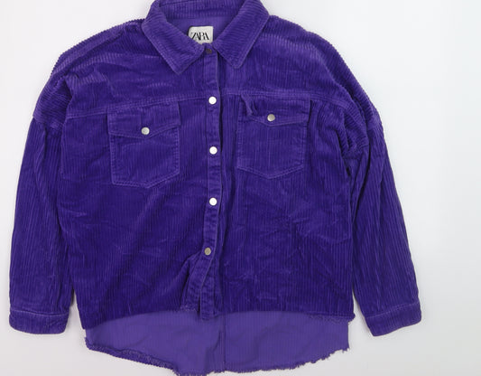 Zara Women's Purple Corduroy Button-Up Shirt Size 12