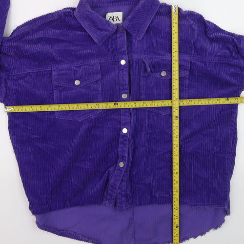 Zara Women's Purple Corduroy Button-Up Shirt Size 12