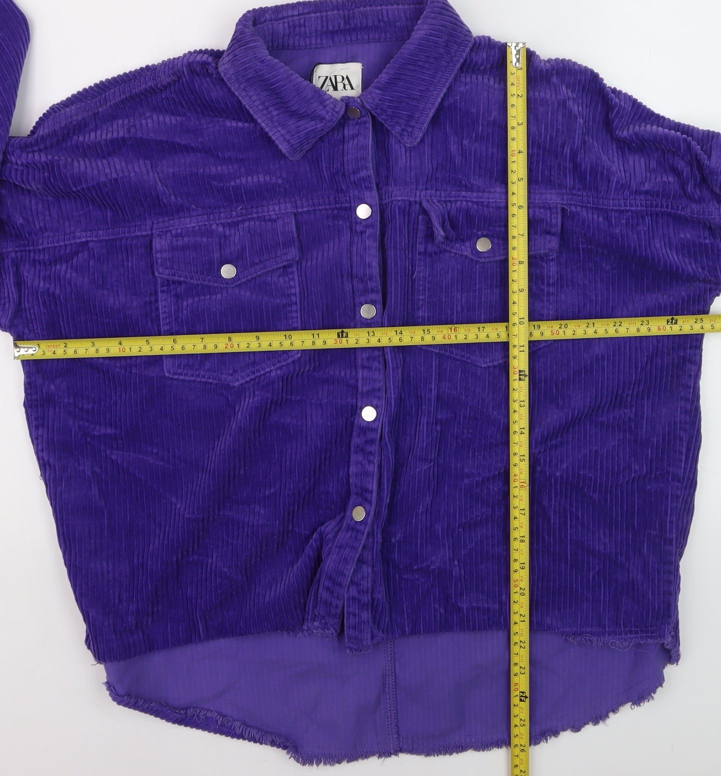 Zara Women's Purple Corduroy Button-Up Shirt Size 12