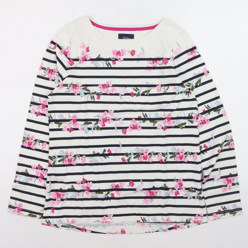Joules Womens Multicoloured Floral Striped Long Sleeve Cotton T-Shirt UK 12